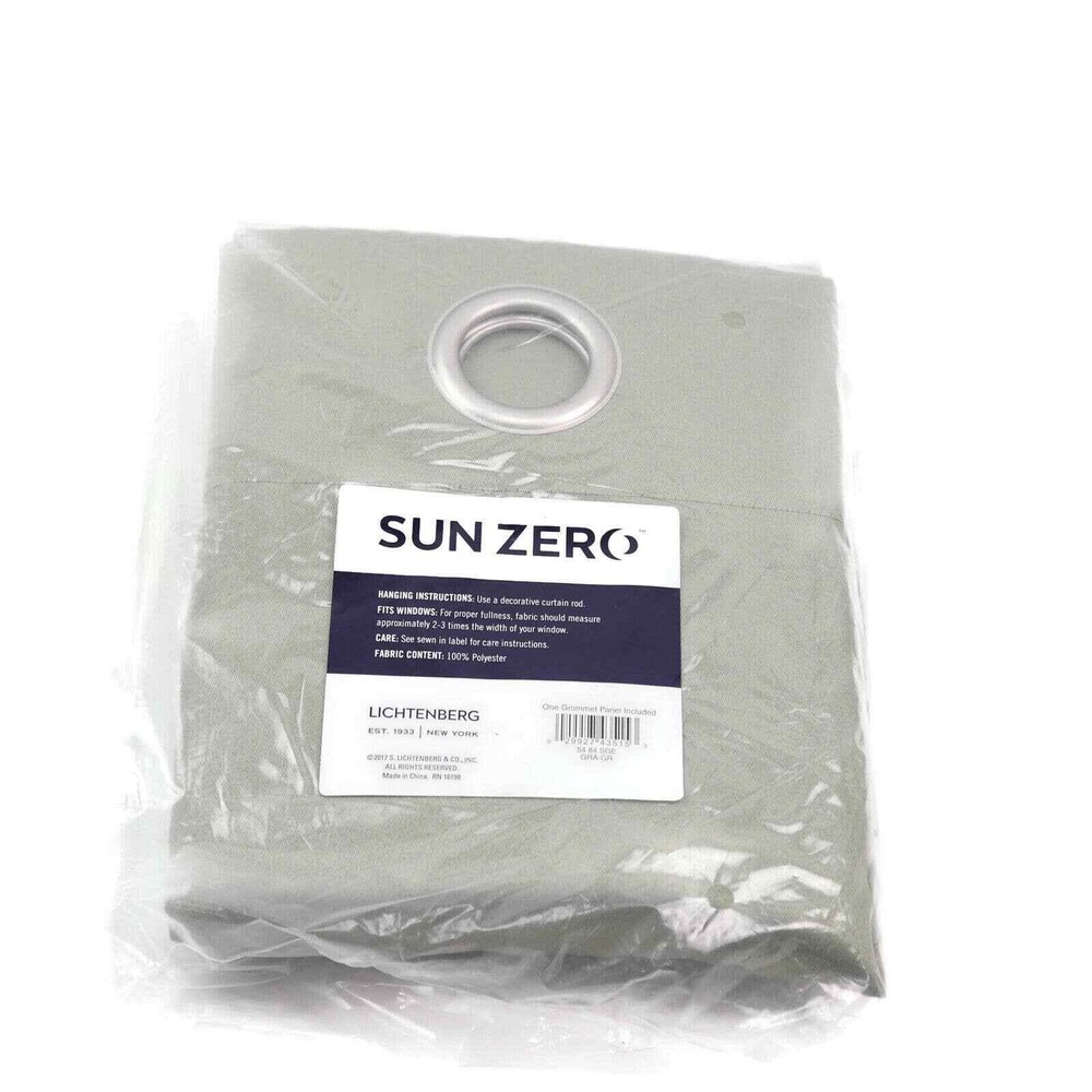 Sun Zero Sage Green Grommet Curtain Panel 54 x 84 SGE GRA-GR Blackout NEW